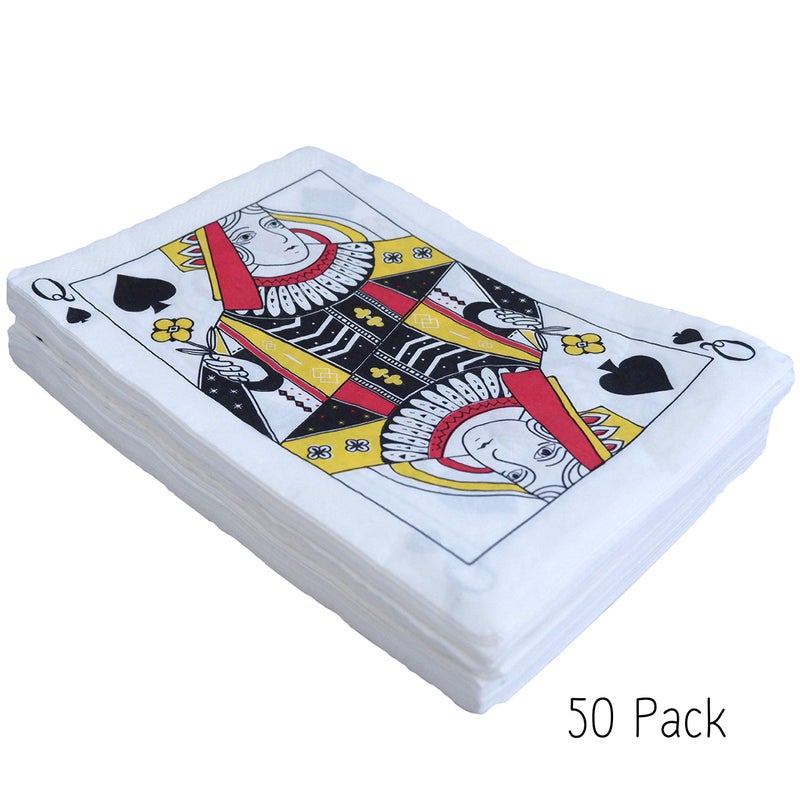 Partay Shenanigans Casino Party Paper Napkins - 50 Pack Queen of Spades Playing Card Shaped Disposable Paper Party Napkins 5"x7" for Casino Night Poker Game Party Supplies Tableware Decoration - Image 3